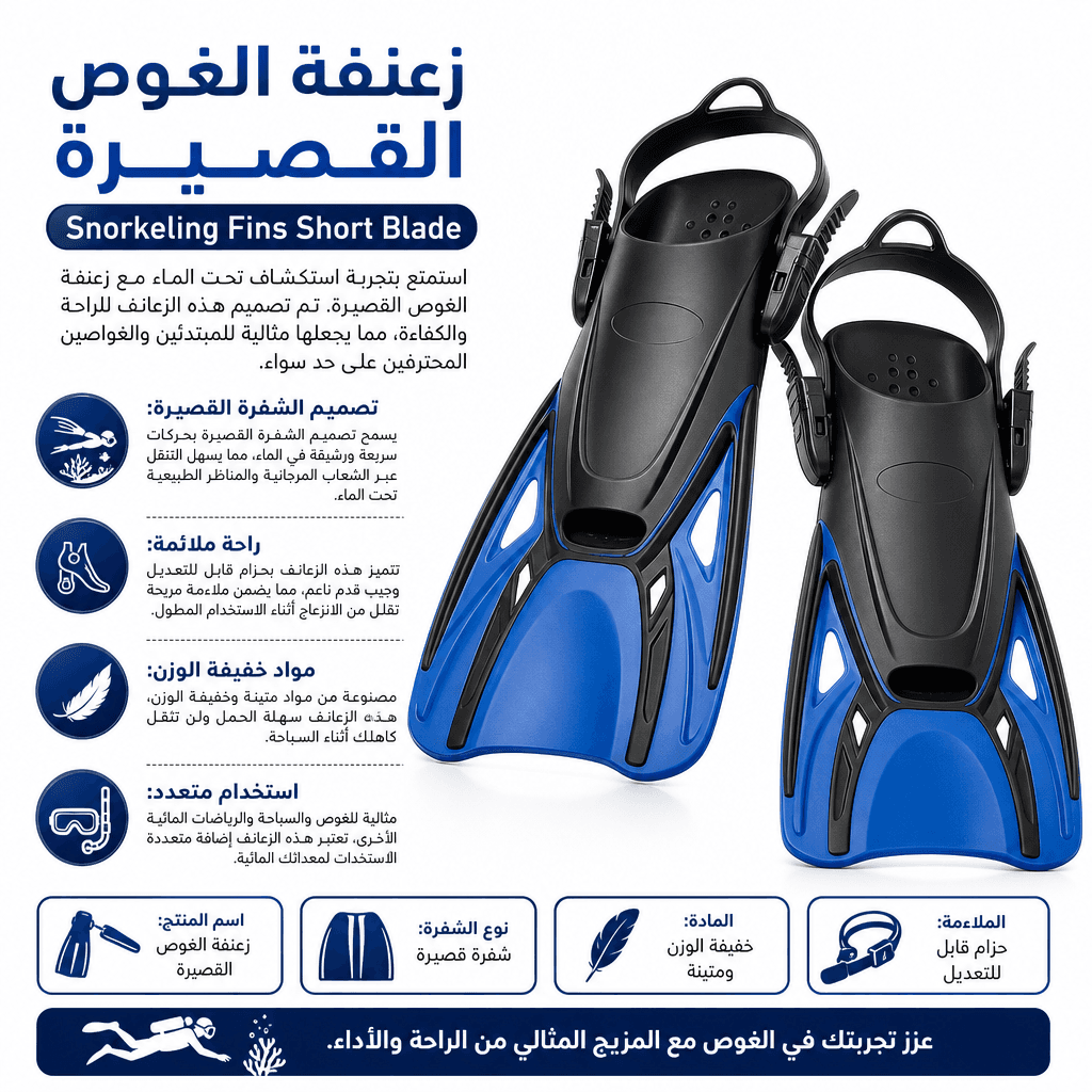 Snorkeling Fins Short Blade