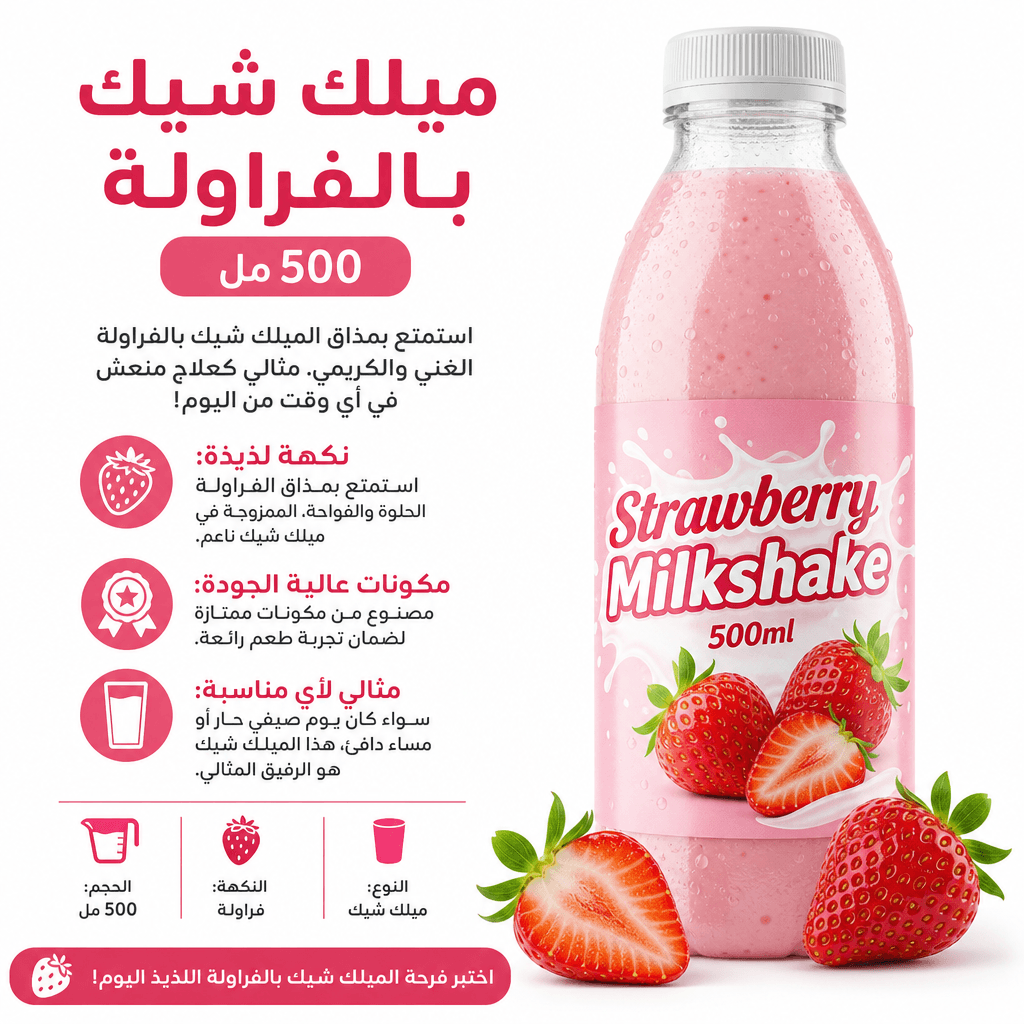 Strawberry Milkshake 500ml