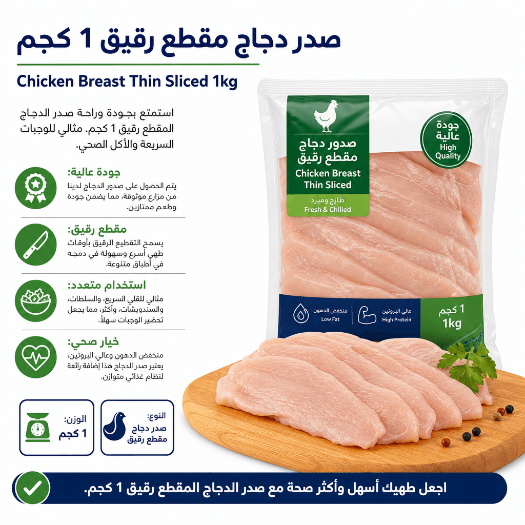 Chicken Breast Thin Sliced 1kg