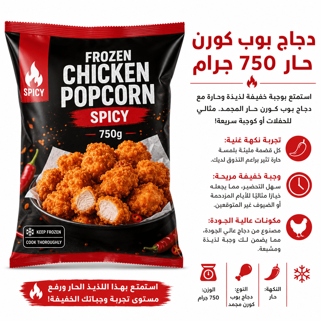 Frozen Chicken Popcorn Spicy 750g