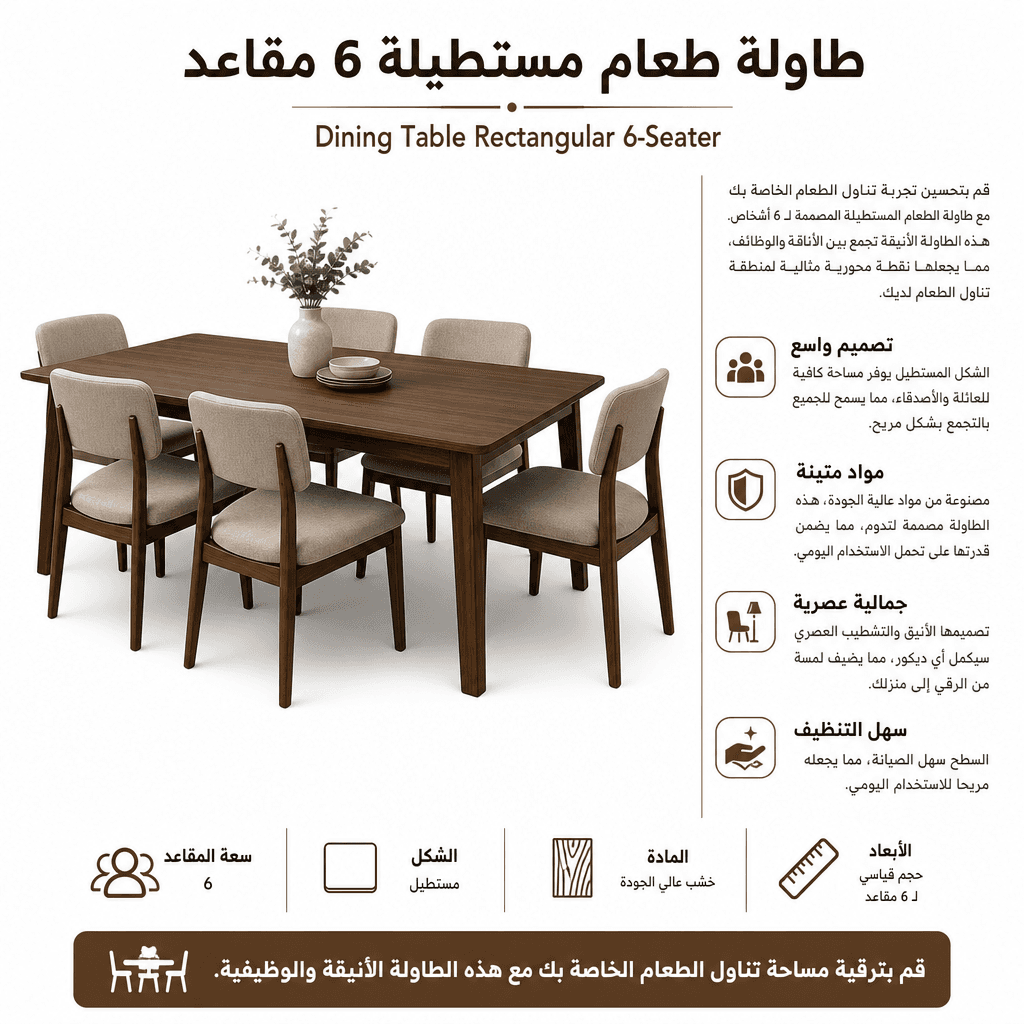 Dining Table Rectangular 6-Seater