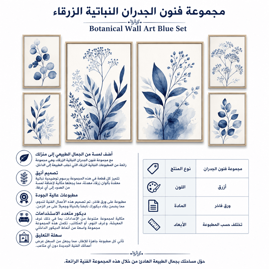 Botanical Wall Art Blue Set