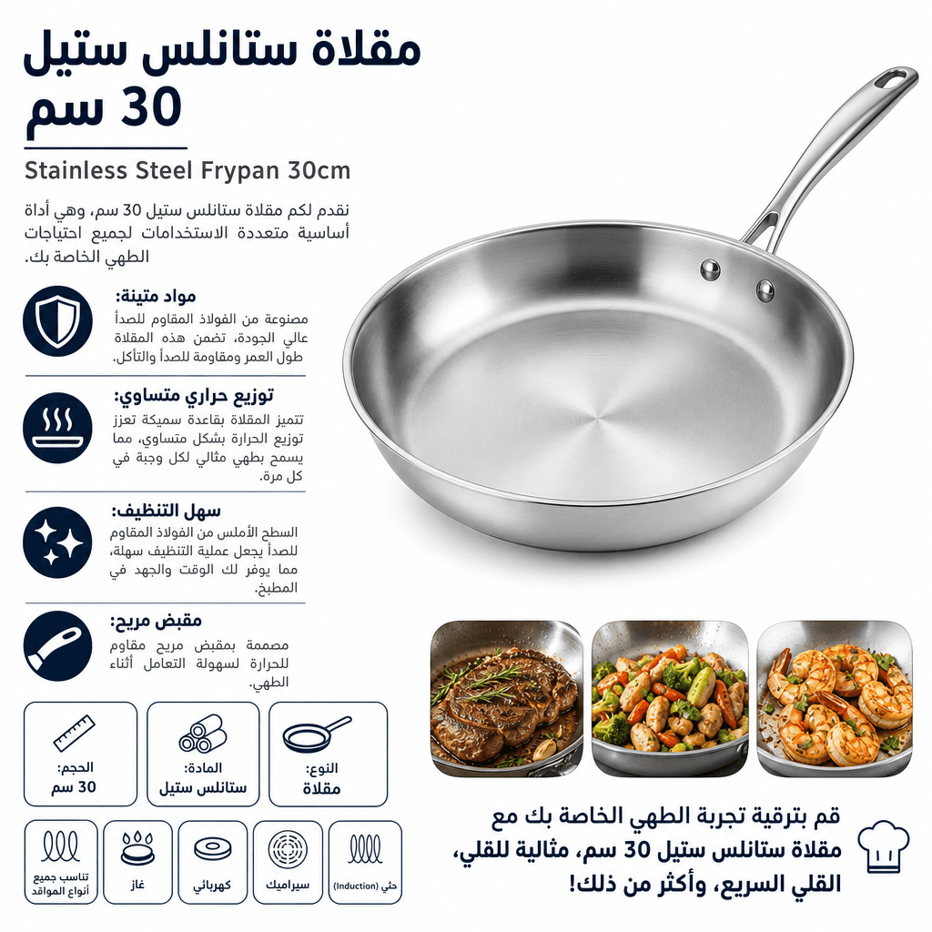 Stainless Steel Frypan 30cm