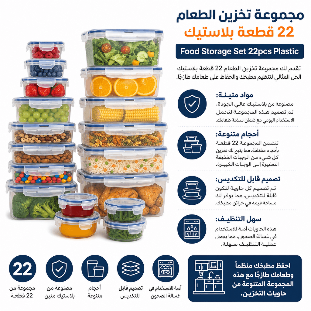 Food Storage Set 22pcs Plastic