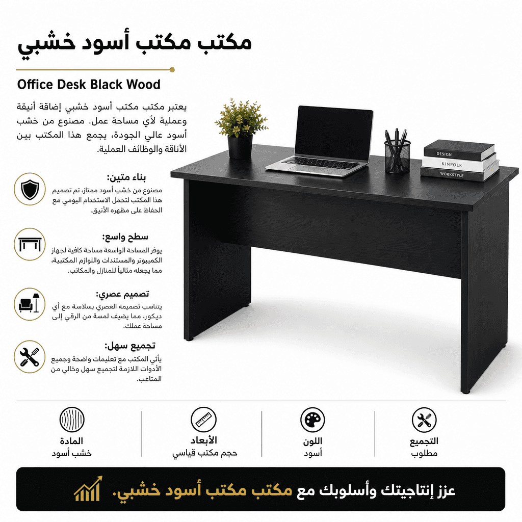 Office Desk Black Wood