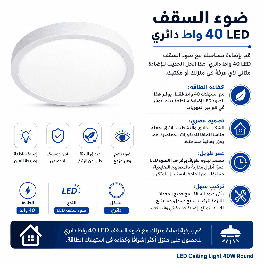 LED Ceiling Light 40W Round