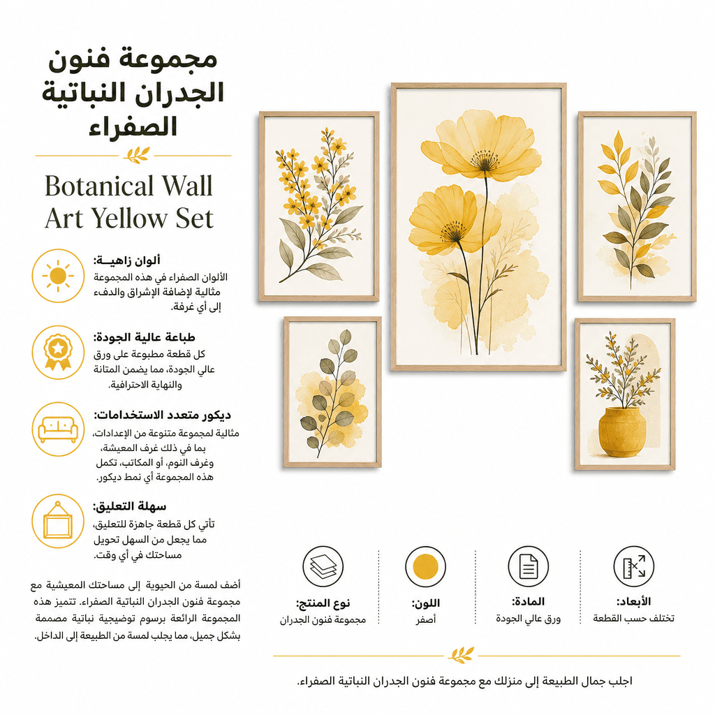 Botanical Wall Art Yellow Set