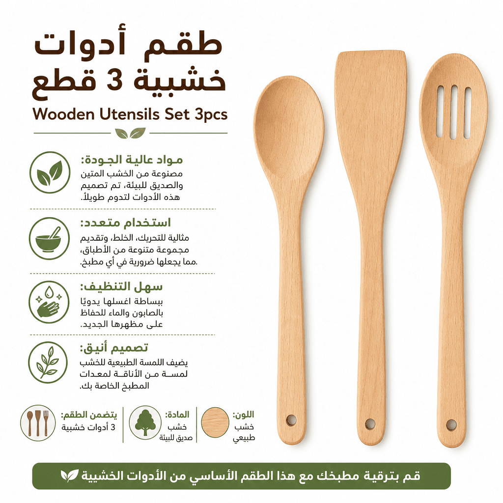 Wooden Utensils Set 3pcs