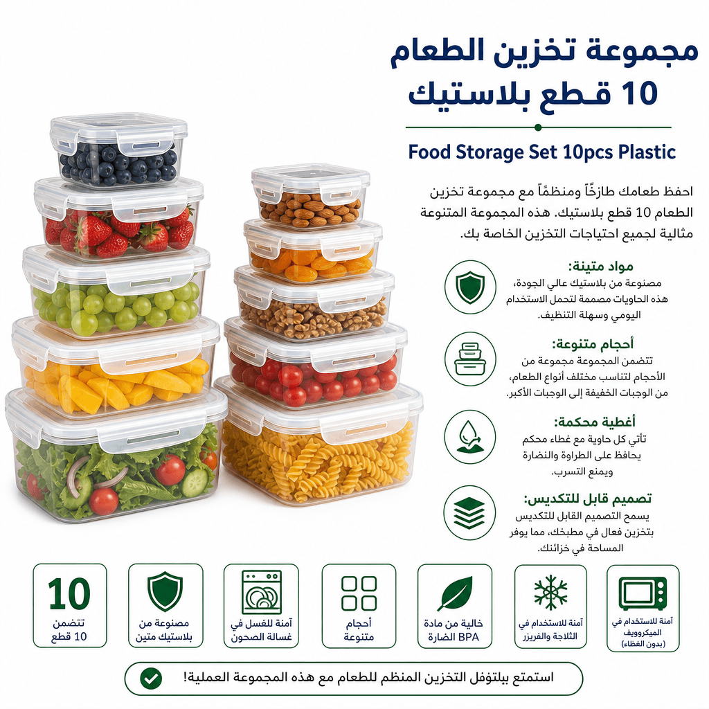 Food Storage Set 10pcs Plastic