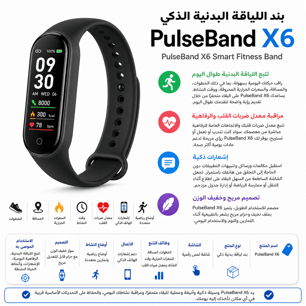 PulseBand X6 Smart Fitness Band