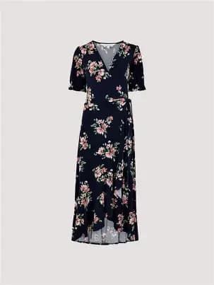 Floral Wrap Midi Dress