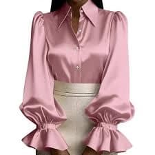 Women's Satin Puff Sleeve Blouse