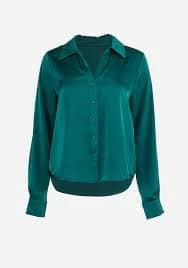 Women's Satin Button-Up Blouse