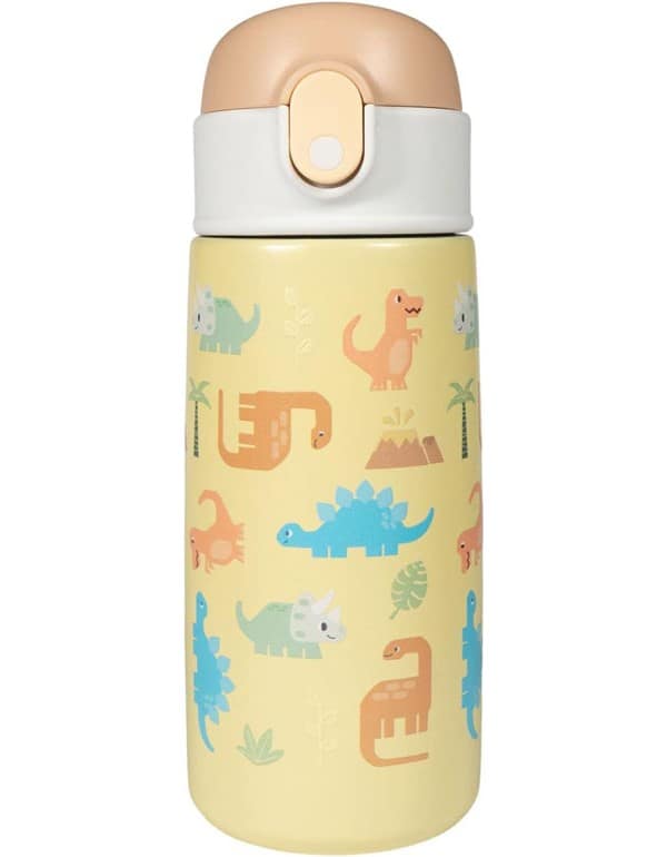 Waicee Kids Water Bottle Beige Dinosaur 480ml