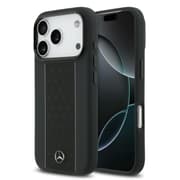 Mercedes-Benz Leather Case with Star Logo for iPhone 17 Pro & 17 Pro Max, Premium Perforated Leather Protective Cover - Black product image