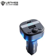 Lenyes CA812 Bluetooth 5.3 FM Transmitter & Car Charger - Dual Port USB + Type-C PD Fast Charging - Hands-Free Mic - RGB Light - Black product image