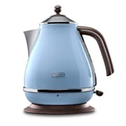 De'Longhi Icona Vintage Electric Kettle - 1.7L Capacity - 2000W - Azure Blue - Stainless Steel Finish - 360° Swivel Base - Anti-Scale Filter - Model KBOV2001.AZ product image