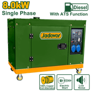 Jadever Silent Diesel Generator 8.0kW with ATS - 15HP 668cc Engine & Electric Start product image