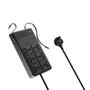 Powerology 2500W 6 AC Power Strip with Built-in Retractable Cables - Black product image