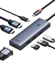 Baseus Enjoyment Series 7-Port Hub Docking Station - USB-C to HDMI 4K and VGA Dual Video Output - 100W PD Fast Charging - High Speed USB 3.0 Ports - SD and TF Card Reader - Aluminum Alloy Adapter for Laptop and MacBook product image