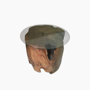 Natural SOLID Glass Wood Side Table product image