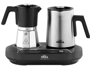 Arzum Coffee Maker Pot with Mixer, Moka Pot Hot & Cold milk, 1.8Lit, 3Cup, Black / Chromhe product image