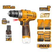 طقم درل شحن 12 فولت شاكوش مع طقم راسيات وطقم وريش عرض خاص انكو product image