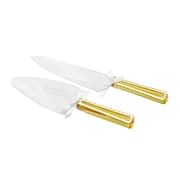 طقم أدوات تقديم كيك قطعتين من Al-Hoora - ذهبي وشفاف product image