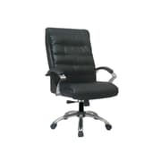 كرسي مدير جلد فاخر بظهر عريض وطويل ومساند ذراع من الكروم product image