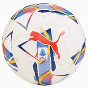 كرة قدم PUMA مقاس 5 بتصميم أبيض مع لمسات الأحمر والأصفر، أداء عالي وتحكم ممتاز للعب. product image
