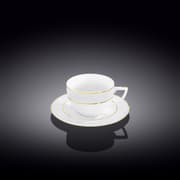 فنجان قهوة وصحن 90 مل من Wilmax Diamond - أبيض وذهبي product image
