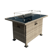 طاولة نار مقاومة للحرارة مع سطح زجاجي وتصميم فولاذي رمادي للحدائق product image