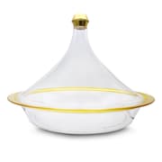 طبق طاجن بغطاء دائري أكريليك من Al-Hoora - ذهبي وشفاف product image