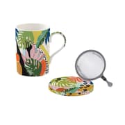 طقم كوب بمصفاة وغطاء 350 مل بعلبة من Easy Life Tropical Vibes - ألوان متعددة product image