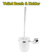فرشاة حمام وحامل من Jadever بسبيكة زنك وكوب زجاجي شفاف ومعبأة بشكل أنيق product image