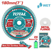 TOTAL Ultrathin Diamond Cutting Disc 180mm | 7″ – 2.2mm Blade for Marble & Concrete (TAC061801) product image
