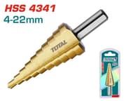 مثقاب تدريجي TOTAL 4-22 مم بشنيور دائري وطبقة تيتانيوم لزيادة المتانة product image