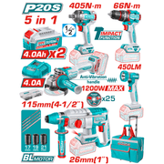 Total TCKLI20595 5 Pcs Cordless industrial combo kit product image