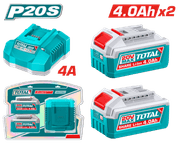 TOTAL 20V Lithium-Ion Battery & Charger Kit – Includes 2×4.0Ah Batteries and Fast Charger (TFBCPK2013) product image