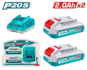 بطارية توتال TFBCPK2212 20 فولت 2 أمبير عدد 2 مع شاحن ذكي سريع product image
