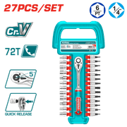 طقم بكسات و رؤوس مفكات 1/4 انش27 قطعة من توتال product image