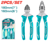 طقم كماشات TOTAL من 2 قطعة 7" و6" قص حاد مع مقبض مريح ومت耐 للصدا product image