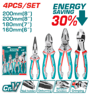 مجموعة كماشات 4 قطع من فولاذ Cr-V مع مقبض TRP وفعالية عالية 30% product image