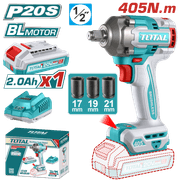 TOTAL Cordless Impact Wrench 20V – 405Nm – Brushless – 1/2″ Square Drive (TIWLI20455) product image