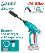 غسالة ضغط لاسلكية TOTAL 24.8 بار 20 فولت قوية ومحمولة لتنظيف فعال product image