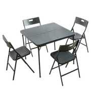 5-Piece Folding Table and Chair Set – Black – Heavy-Duty Steel Frame product image
