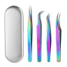 Color titanium eyelashes tweezers kit product thumbnail 5