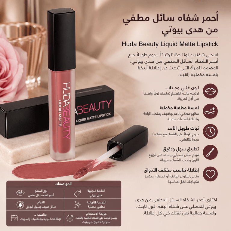 أحمر شفاه سائل مطفي من هدى بيوتي