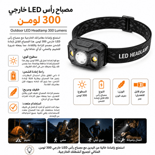 Outdoor LED Headlamp 300 Lumens