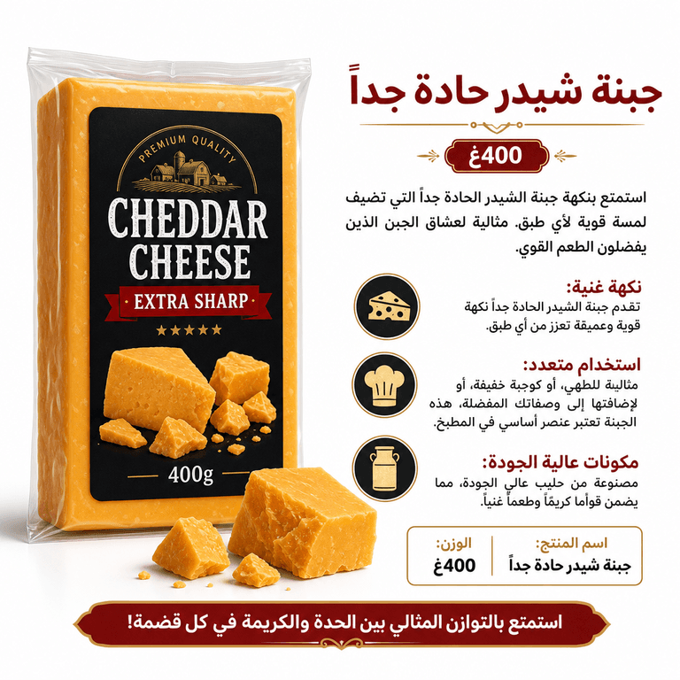 جبنة شيدر حادة جداً 400غ
